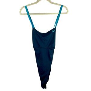 Nike One Piece Swim Suit Women XL Gray‎ Blue Turquoise Beach Vacation Active